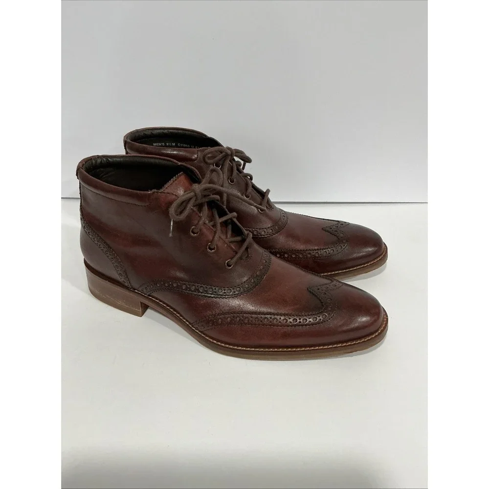 Cole Haan Liam Chukka II Men's 9.5, Wingtip Leather Ankle Boots Brogue Lace